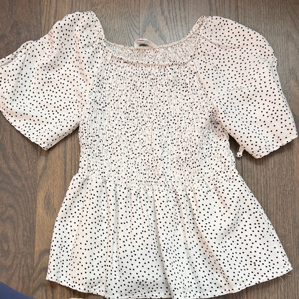 Persaya Girl Black and White Smocked Top